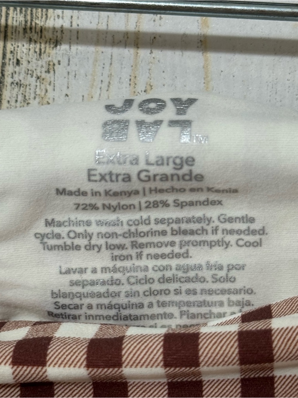 JoyLab Brown and White Gingham Low Rise Fold over Waist Shorts - Picture 8 of 9